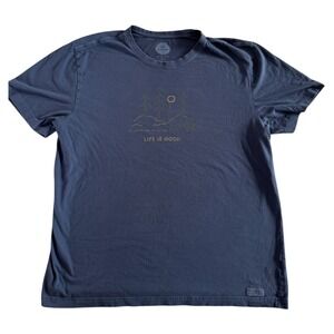 Life is Good Crusher Tee L Blue Mountain Graphic Cotton T Shirt